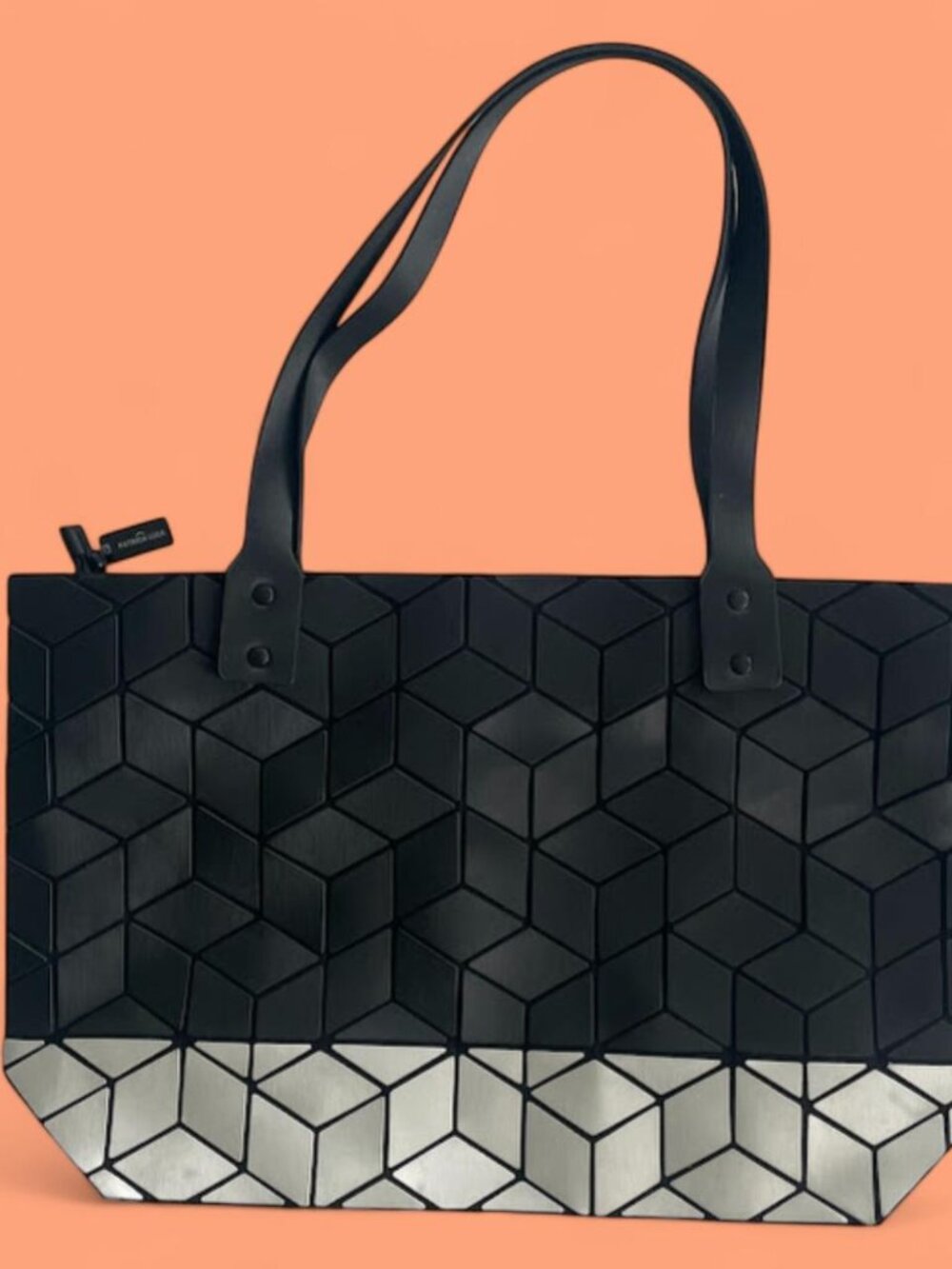 Patrizia Luca Geometric 3D Cube Tote Bag Black Silver